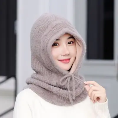 Зимние шерстяные вязанные шарф и шапка набор бини женский шарф Skullies Beanies шапки для женщин шапка s Gorras Bonnet маска цельная шапка