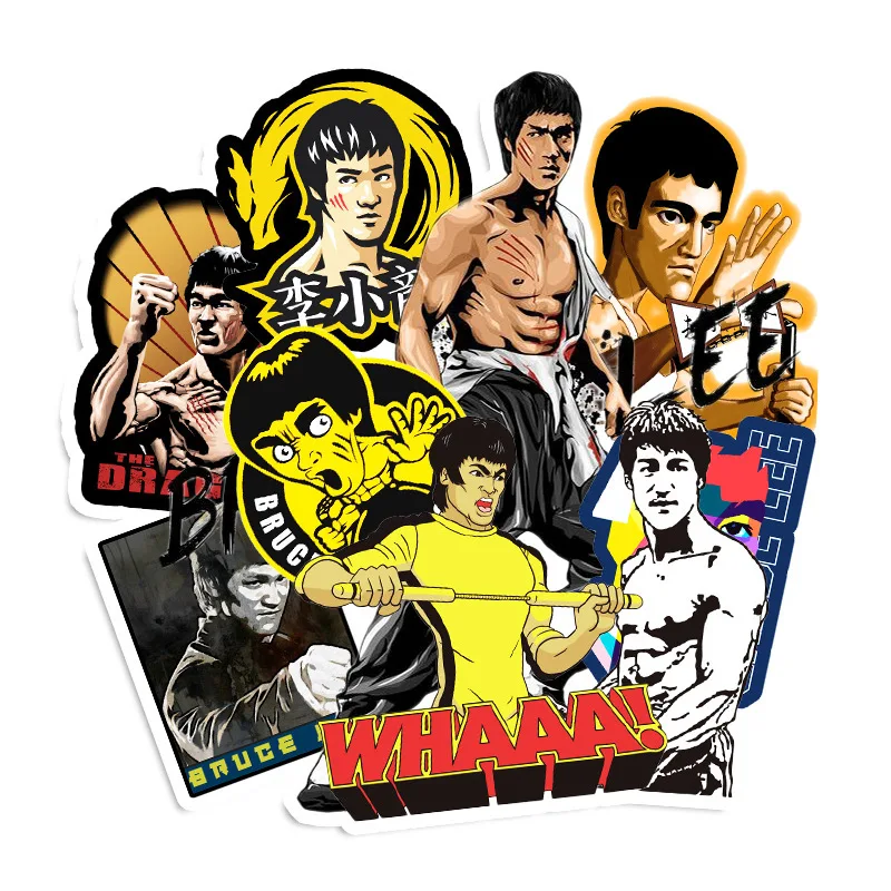 

51PCS China Kung Fu Superstar Bruce Lee Cartoon Anime Graffiti Stickers classic Kid Toy Suitcase Guitar Skateboard Deco Sticker