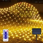Светодиодная уличная гирлянда на солнечной батарее с европейской вилкой, многоцветныйтеплыйбелыйсиний светильник в виде сетки для украшения газона, забора, рождественской елки