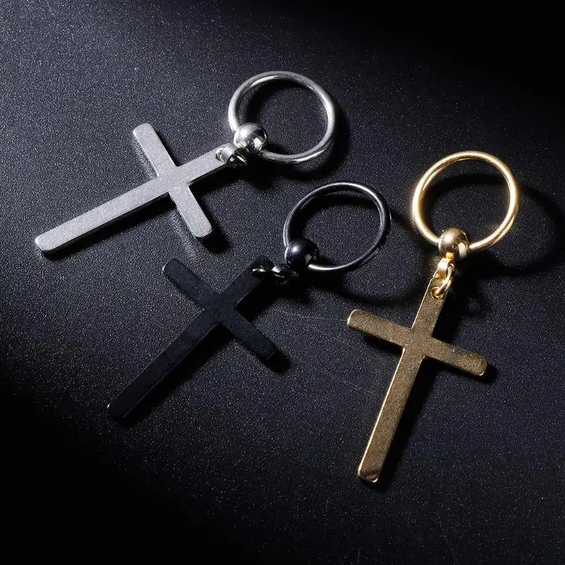 aliexpress.com - Christian Jesus Single Titanium Cross Stud Earrings Pendant Lady Stainless Steel Gold Black Prayer Stud Earrings Men’s Jewelry
