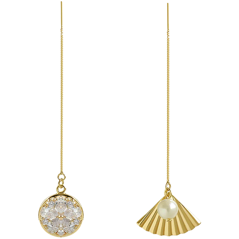

Fashion Tassel Asymmetric Earrings for Women Pearl Shells and Zircon Flowers SexyDangle Drop Earring Jewelry Accessories Gift