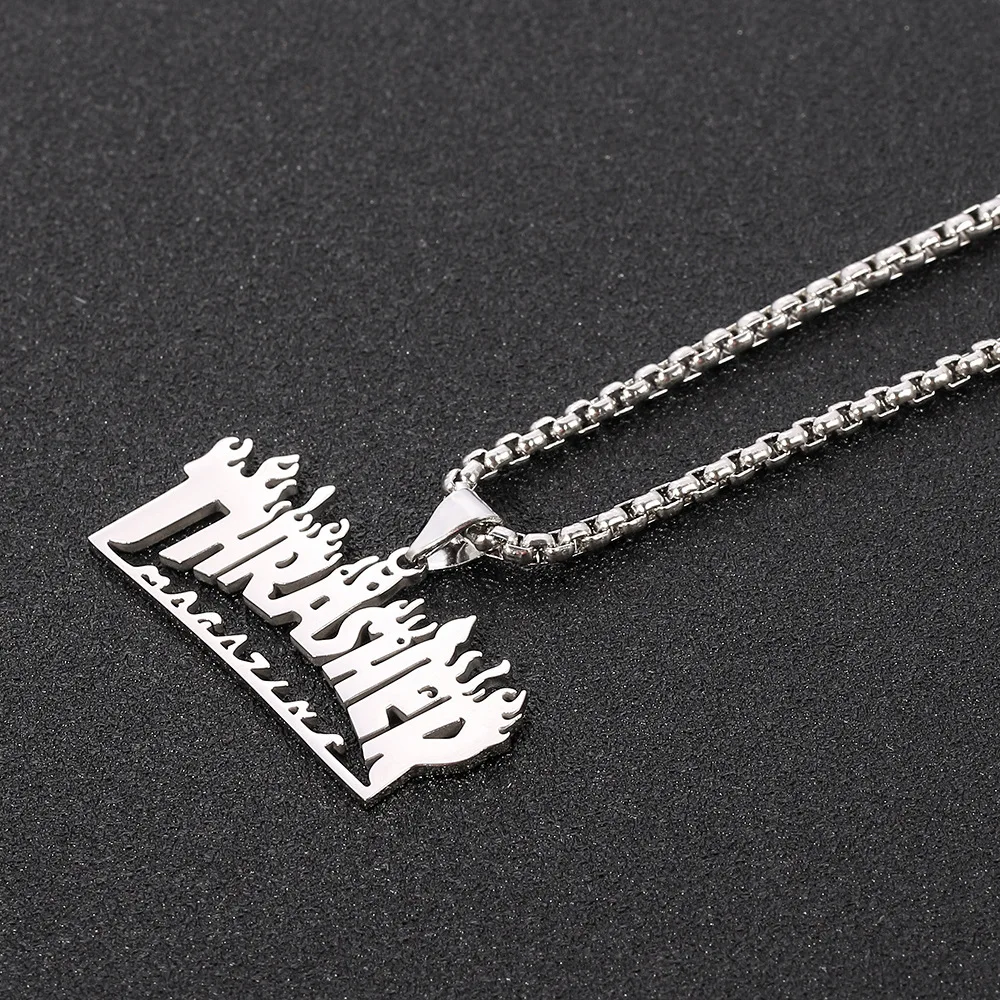 Модный чокер из нержавеющей стали в стиле панк с искусственным пламенем и