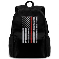 thin red line flag firefighter fire department fire fighter usa hero printing women men backpack laptop travel school adult