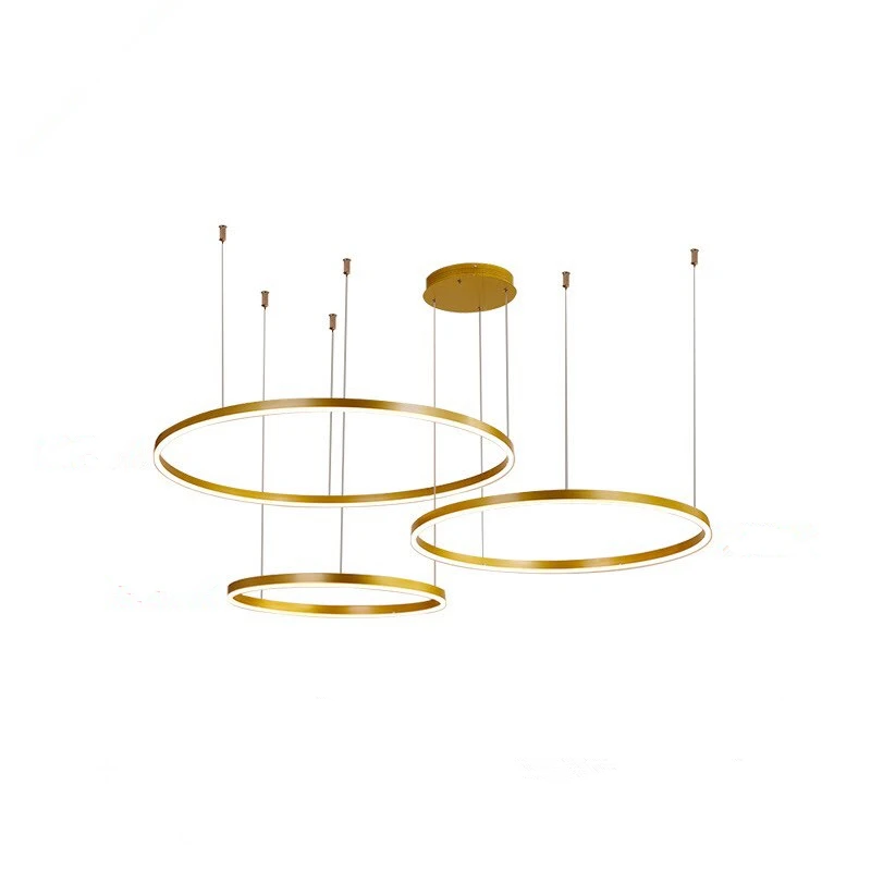 Современная круглая светодиодный ная люстра подвесная золотистая Металлическая