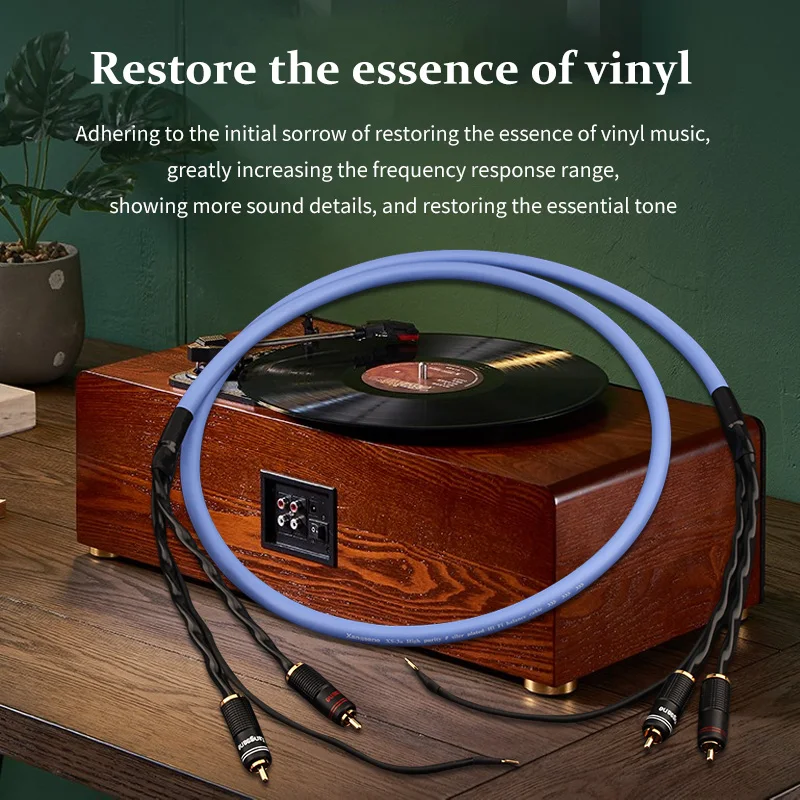

Silver Plated Vinyl LP Tonearm Cable Record Audio Line RCA Plug Phonograph Ground Wire