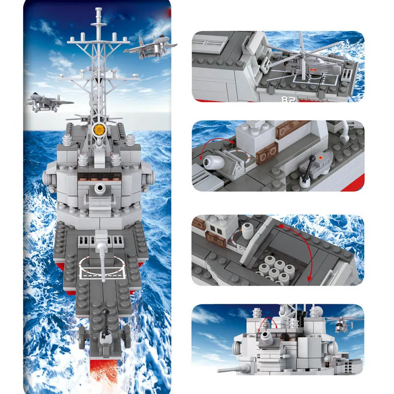 

Sluban 0390 615Pcs Army Navy Destroyer Warship 3D Model Building Blocks education Toys For Children gifts Compatible With Toys