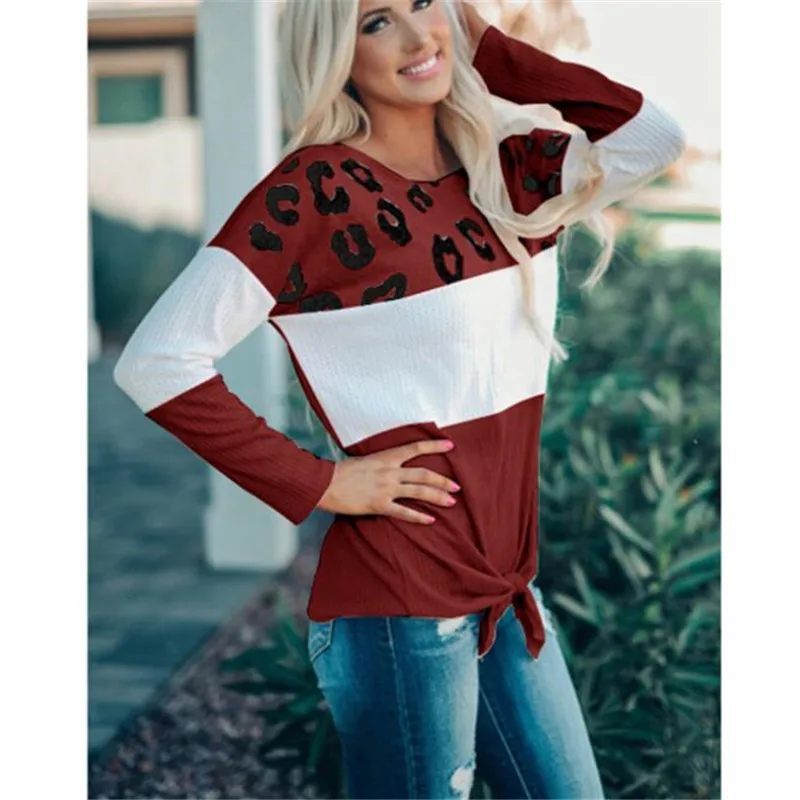 

Woman Blouse Autumn Winter Clothes Big Size Leopard Patchwork O-neck Long Sleeve Shirt Tops Pullover Women Oversize Loose Blusas