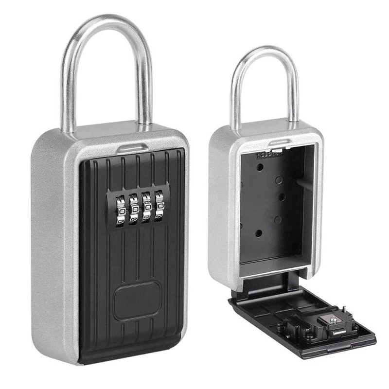 

Key Storage Lock Box with 4-Digit Combination Hanging Key Safe Storage Box for Indoor Outdoor