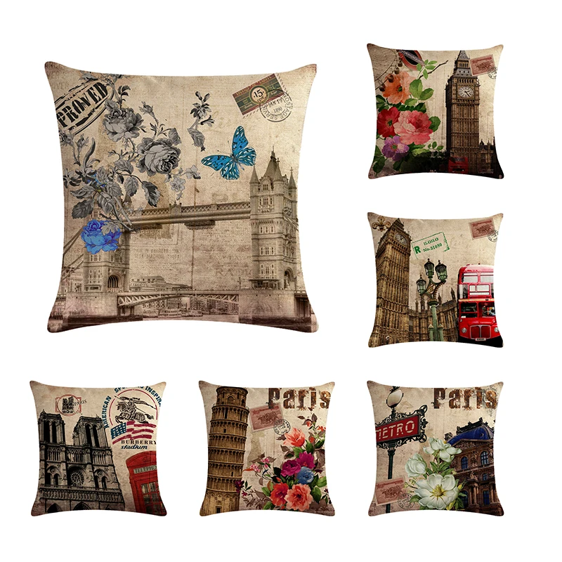 Винтажная Парижская Эйфелева подушка с Башней наволочка наволочки Лондонский