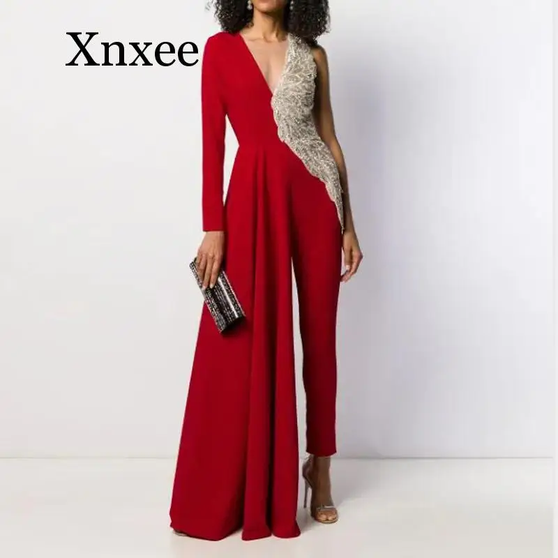 

Женский комбинезон с V-образным вырезом, длинным рукавом