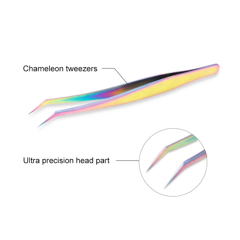 Модные хамелеоны прямые изогнутые ресницы Пинцет из нержавеющей стали Радуга