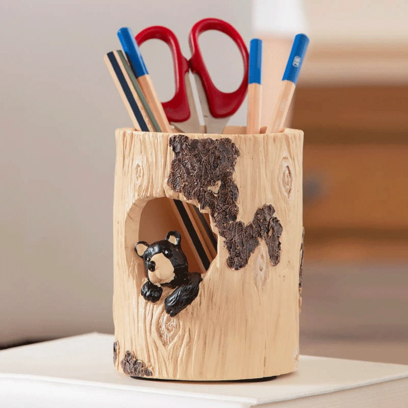 

Creative Tree Hole Bear Cute Makeup Brush Storage Tube Desktop Stationery Student Pen Holder