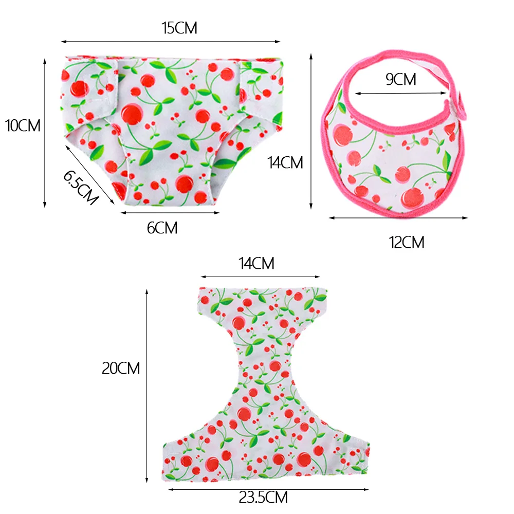 Кукольные подгузники милое нижнее белье 2 шт./компл. трусики + нагрудники для