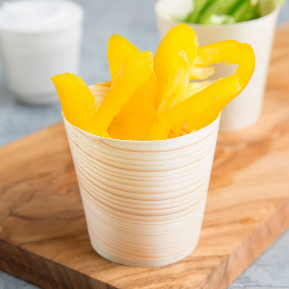 

20Pcs Wooden Cups Single-Use Cups Kitchen Cups Dessert Cups Party Supplies