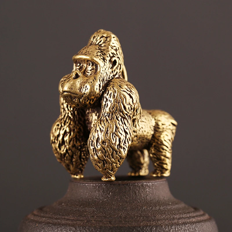 

Brass Big Gorilla Home Office Desk Decoration Kingkong Animal Ornaments Copper Table Tea Pet Car Keychain Hanging Pendant Gifts