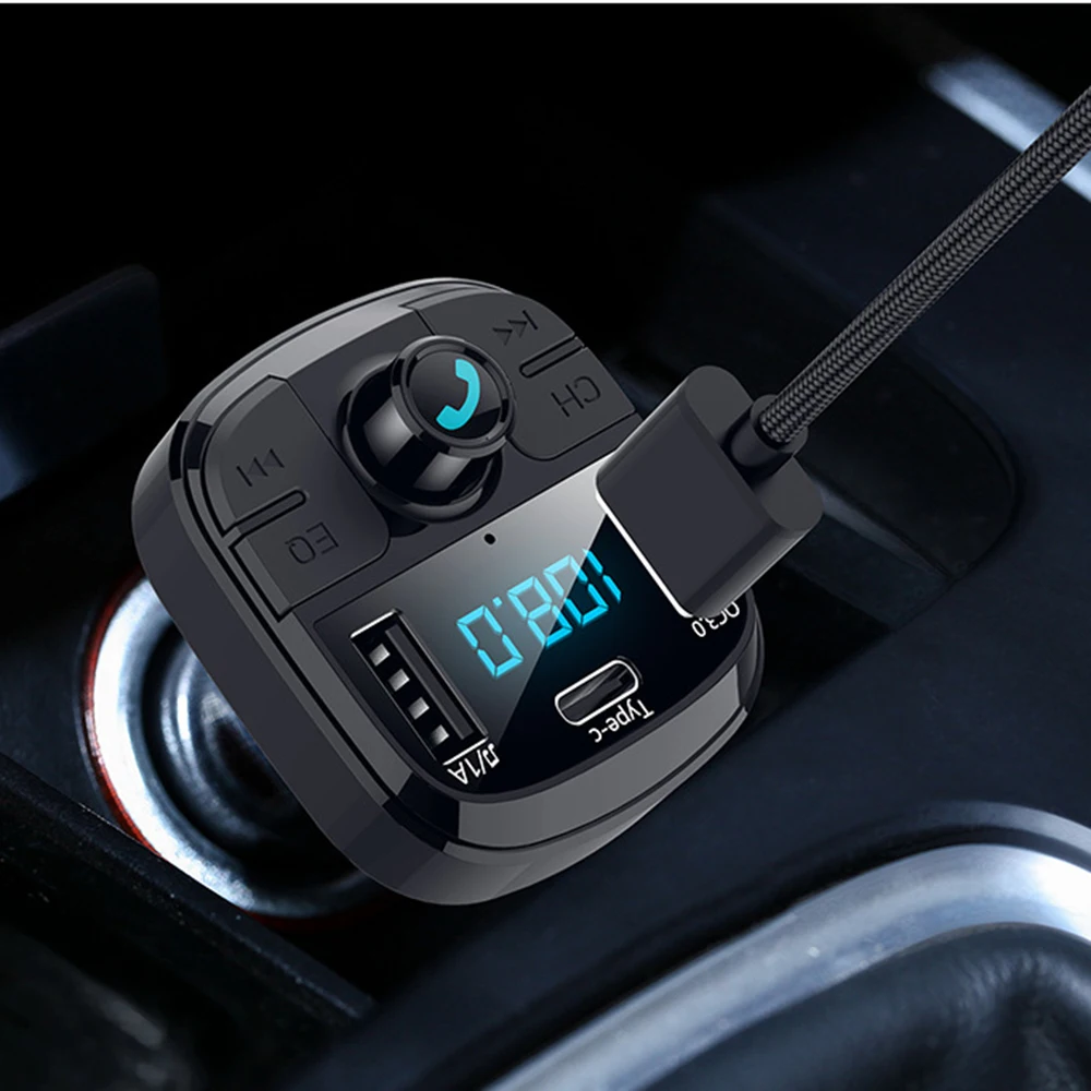 Car Bluetooth 5.0 FM Transmitter Bass MP3 Player Radio Adapter Charger USB Power Adapte | Автомобили и мотоциклы