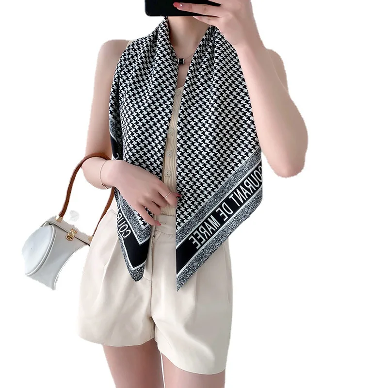 Весна 2021 новый саржевый шелковый шарф женская форма с квадратным шарфом 90 см на