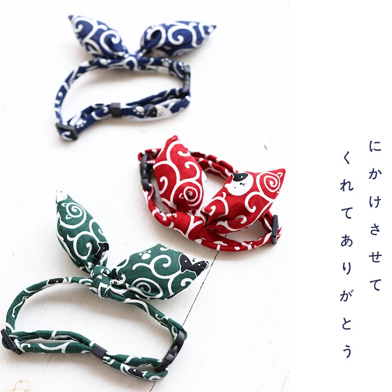 

Hot Sell Japanese Cat Bow Tie Collar Silent Adjustable Pet Dog Collar Bow Soft Insect Repellent 1PCS Kitten Puppy Accessories