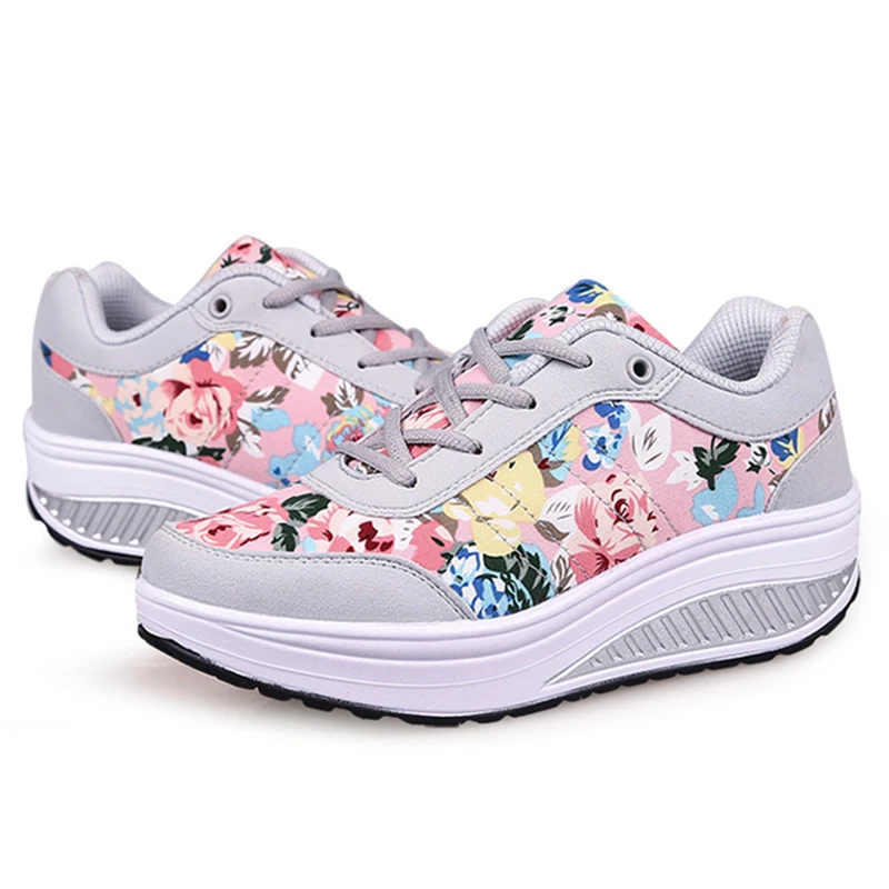 

Comfortable Women Casual Shoes Floral Women Wedges Sneakers Platform Fashion Women Vulcanize Shoes Female Swing Shoes For Women