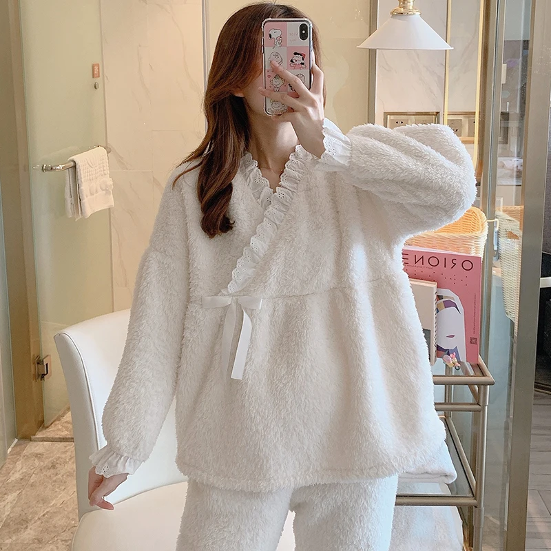 Вельветовая ночная рубашка из овечьей шерсти для беременных и кормящих грудью