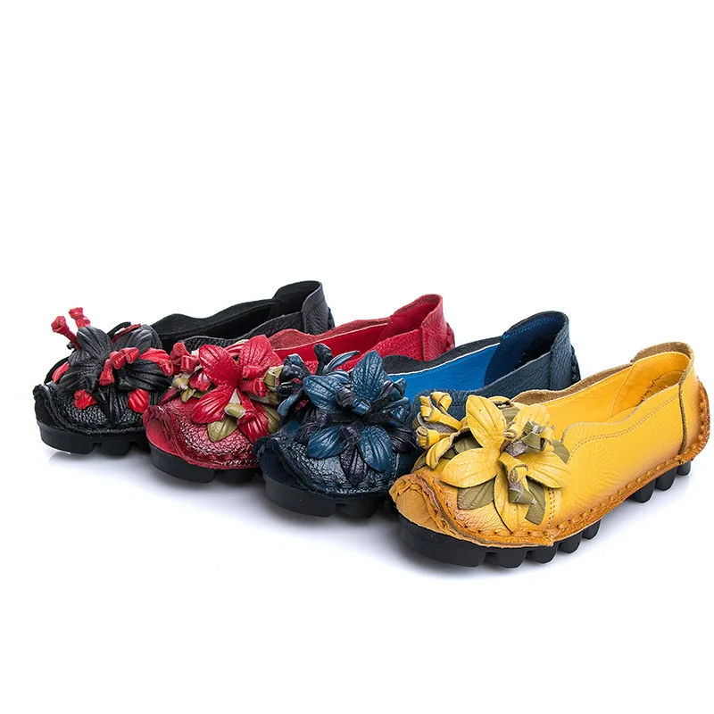 Original personality handmade ethnic wind female shallow mouth soft bottom flat bean shoes women casual wild single | Обувь