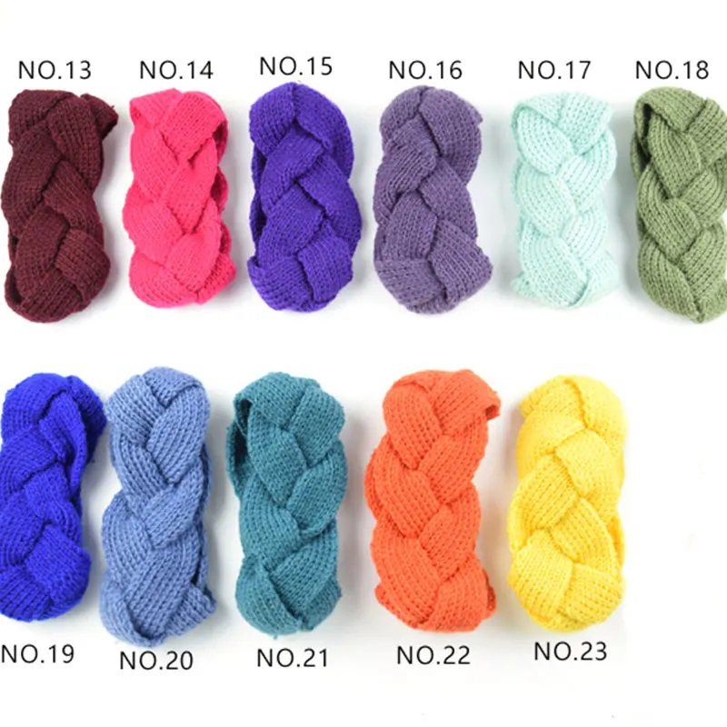 Модная зимняя теплая повязка на голову с ушами вязаная крючком аксессуары для