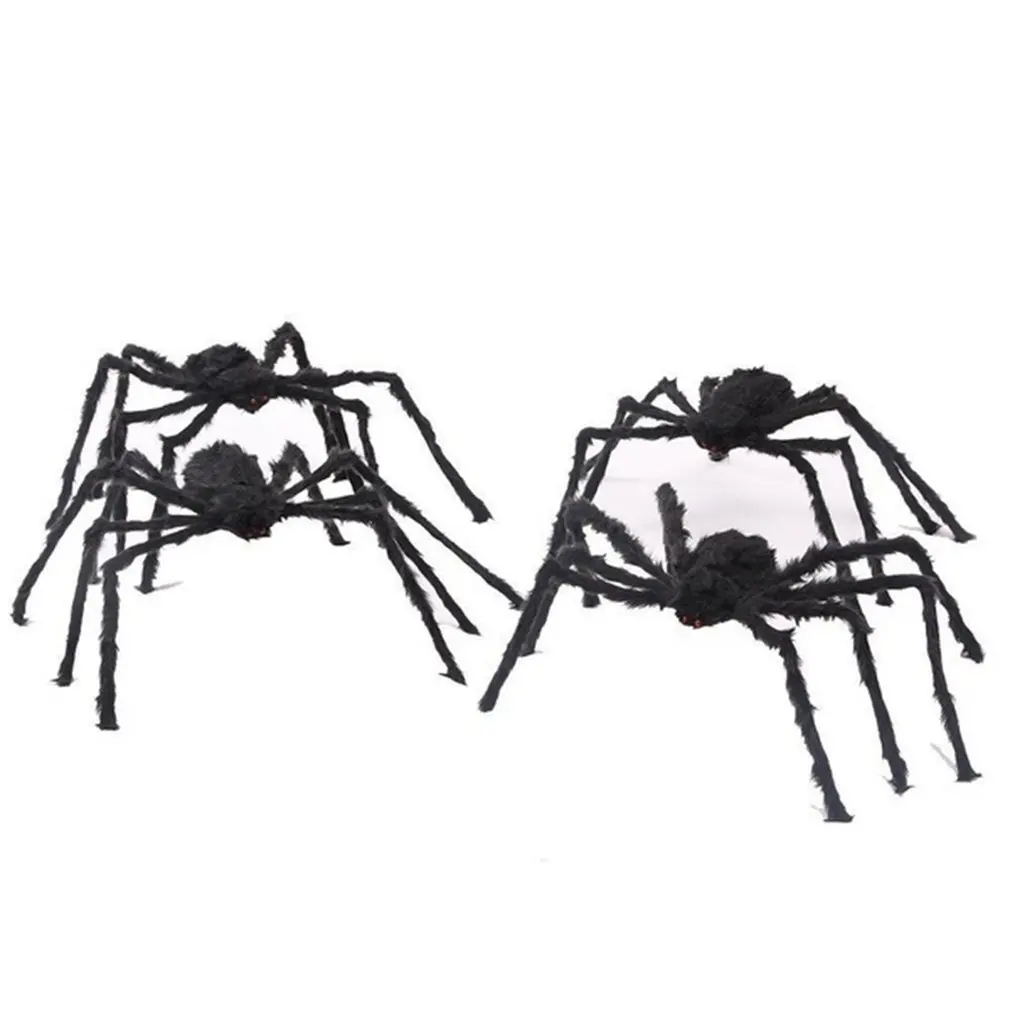 

New Halloween Props Natural Hanging Decoration Outdoor Courtyard Layout Plush Toys Lifelike Giant Black Spider Outdoor Halloween