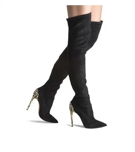 Europen&ampAmerica women's suede leather Over knee boots high quality genuine heeled thigh boot EU35-42 Size BY742 |