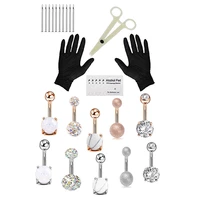 24pcsset tongue ring nose eyebrow lips septum forceps piercing needles body jewelry body piercing jewellery kits sets