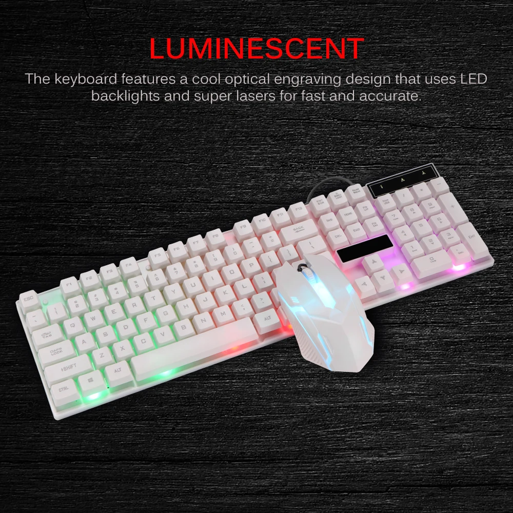 2 4g wired gamer keyboard 2400dpi illuminated keyboard mouse set with led backlight silent gaming mouse set for pc laptop free global shipping