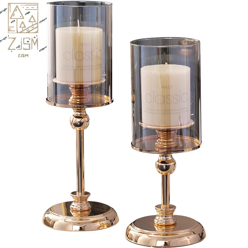 

Luxury glass candle holder Vintage table centerpieces candlestick home decoration accessories party centerpiece candle holders