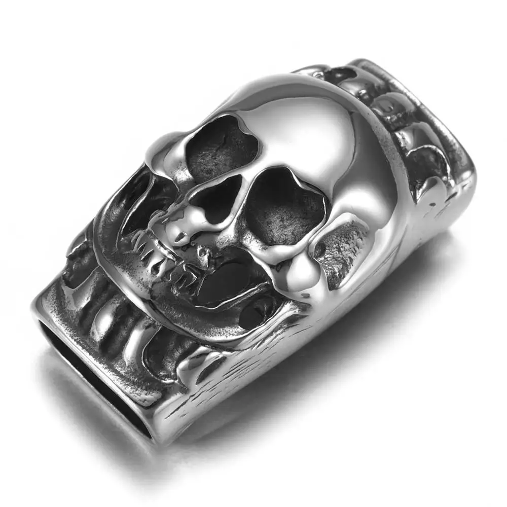 Skull 5 Шармы-слайды из нержавеющей стали прямоугольник Череп Панк узорчатый слайдер бисер Подходит 12*6 мм плоская Кожа DIY для мужчин ювелирные изделия - Цвет: Skull 5