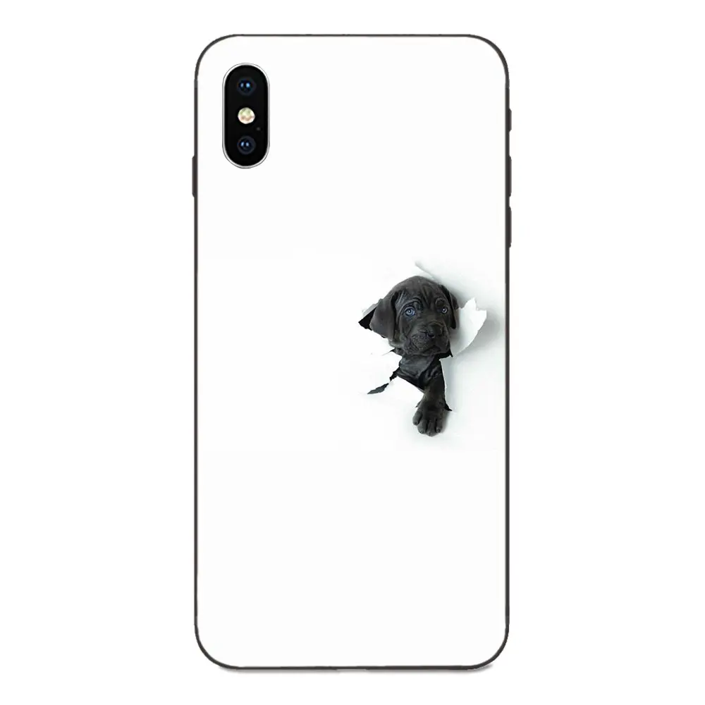 For Apple iPhone 4 4S 5 5S SE 6 6S 7 8 Plus X XS Max XR Soft Silicone TPU Black Capa Cover Dog | Мобильные телефоны и