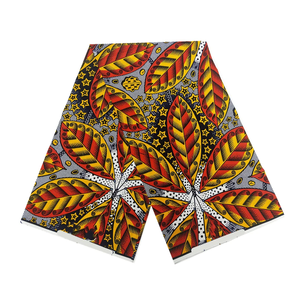 

New Real African Wax Print Fabric High Quality 100% Cotton Ankara Tissu Fabric Nigeria Ghana Style Loincloth 6 yards HS814-1