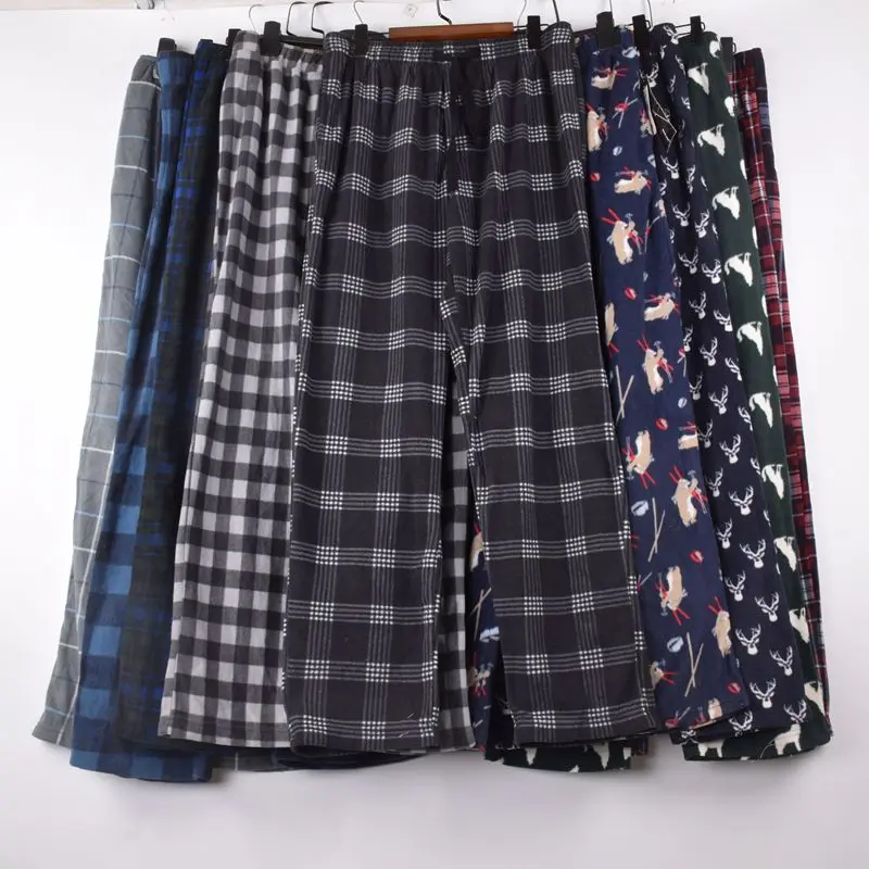 Winter Warm Trousers For Men Casual Sleep Bottoms Double Fleece Sleeping Pants Soft 4XL 5XL