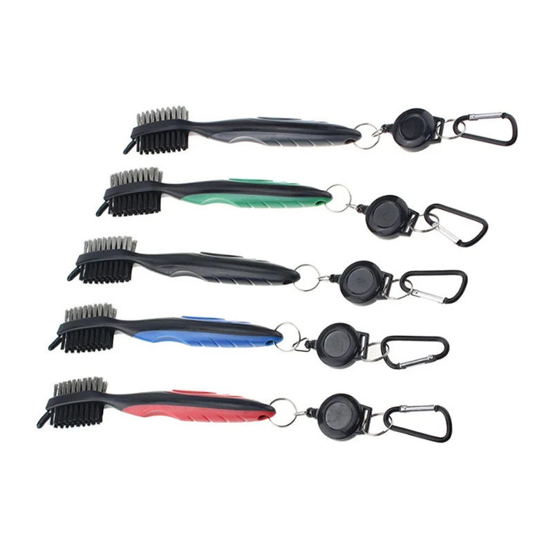 

Golf Club Cleaning Brush Double-Side with Keychain for Golf Club with Retractable Tool