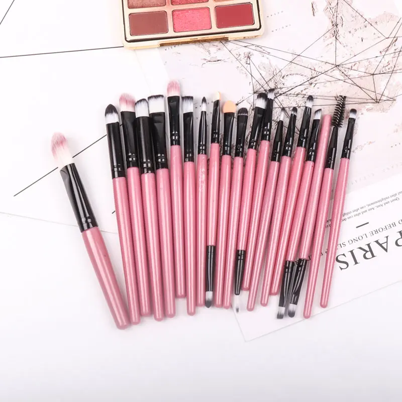20pcs Pink Black Dighealth 20 шт. кисти для макияжа Набор теней для век Пудра карандаш для глаз с ресницами, губами Макияж Кисти Косметический Красота ящик для инструментов, лидер продаж - Handle Color: 20pcs Pink Black
