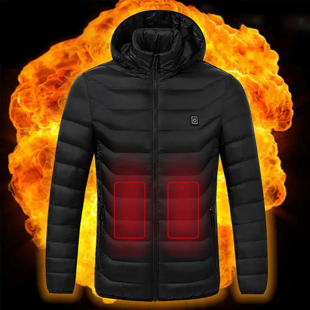 

Outdoor Heated Jackets Coat USB Electric Battery Long Sleeves Heating Hooded Warm Winter Thermal Clothing For Men Women