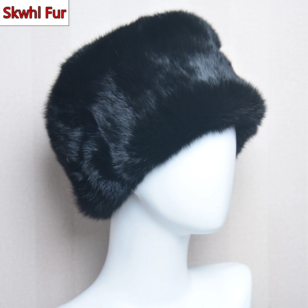 

Rabbit Fur Cap Man Winter Genuine 100% Fur Bomber Hat Windproof Warm Earmuff Male Flat Outdoor Warm Russian Hat Fitted Casquette