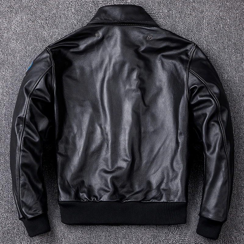 

Men 2020 Brown USAF Pilot Leather Jacket Plus Size 4XL Genuine Thick Cowhide Russian Loose Aviator Leather Jacket FREE SHIPPING