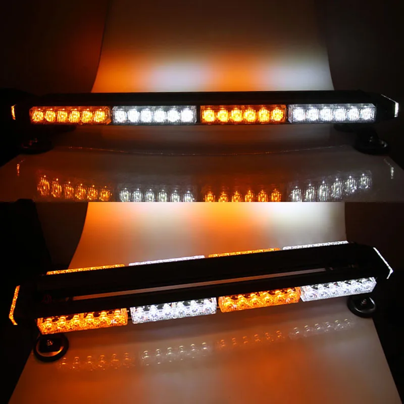 Blue Amber White 54 leds Emergency Warning Strobe Light Bar Roof Top Law Enforcement Hazard Flashing LED For Tow Truck Vehicle