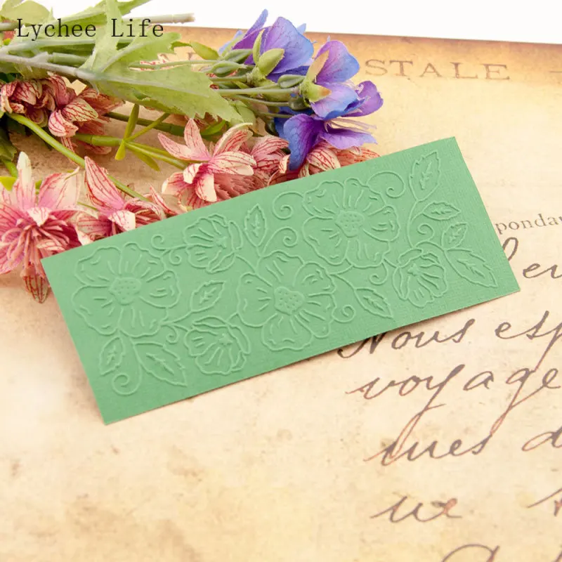 Lychee Life Floral Embossing Folder Stencil 15x6cm For DIY Scrapbook Album Card Making Home Decoration | Дом и сад