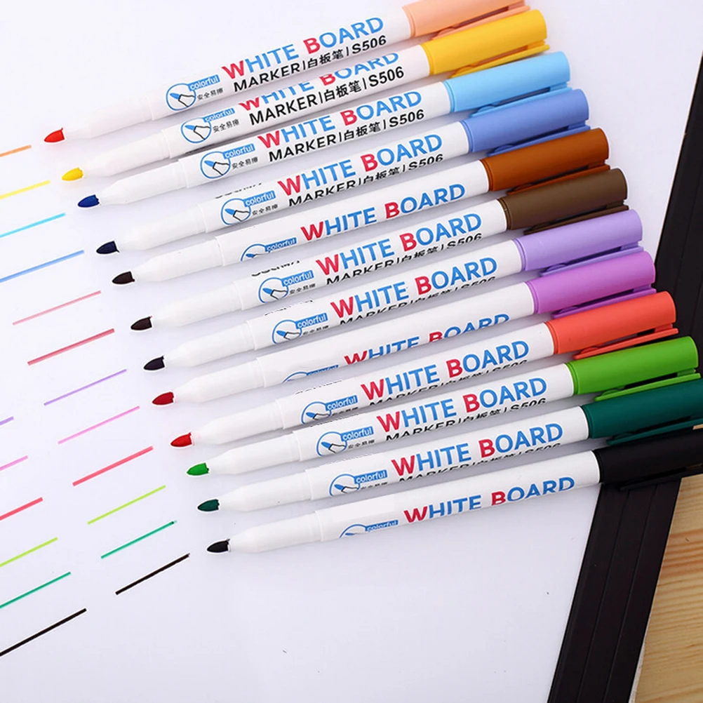 

12/8 Colors White Board Marker Pen Set Erasable Whiteboard Pen Stationery Office School Drawing Supplies