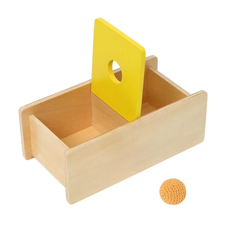 

Montessori Toys Infant Imbucare Box With Flip Lid and Knit Ball Educational Equipment for Kids Hand-Eye Coordination Child Game