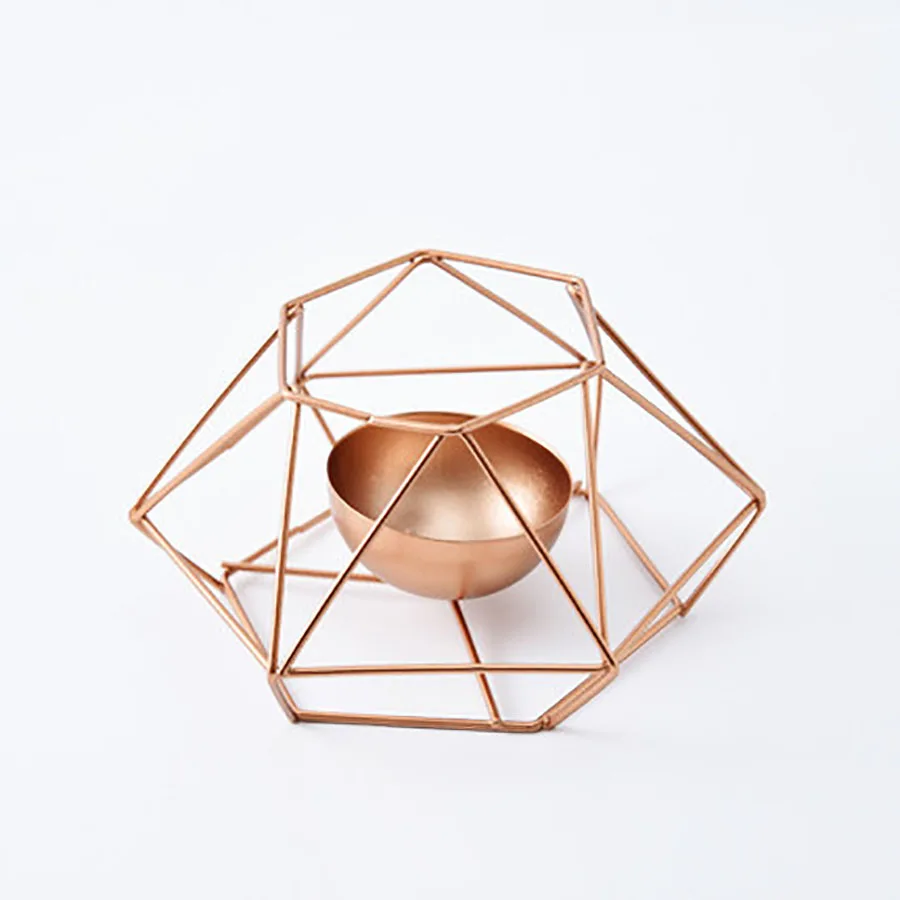 Скандинавский минималистичный подсвечник геометрический Золотой из кованого