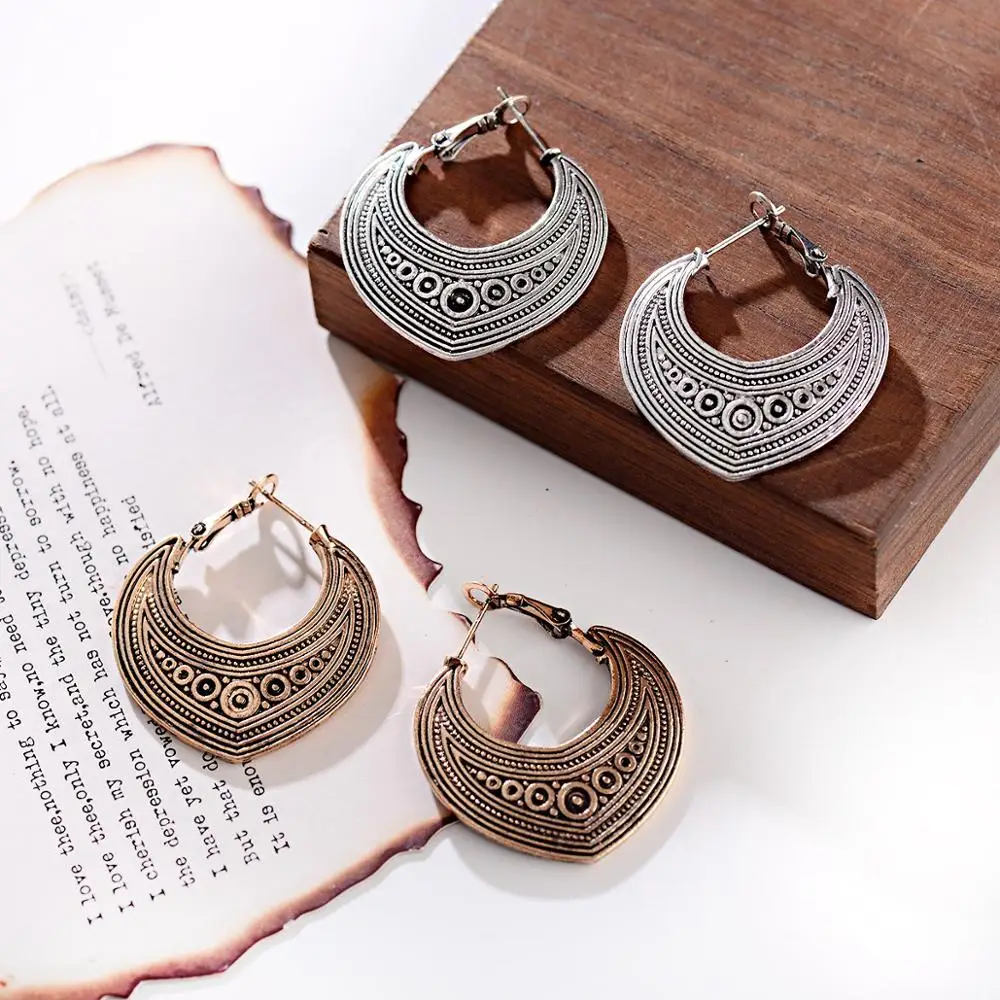 Женские серьги подвески в этническом стиле 2 цвета тайское серебристого с