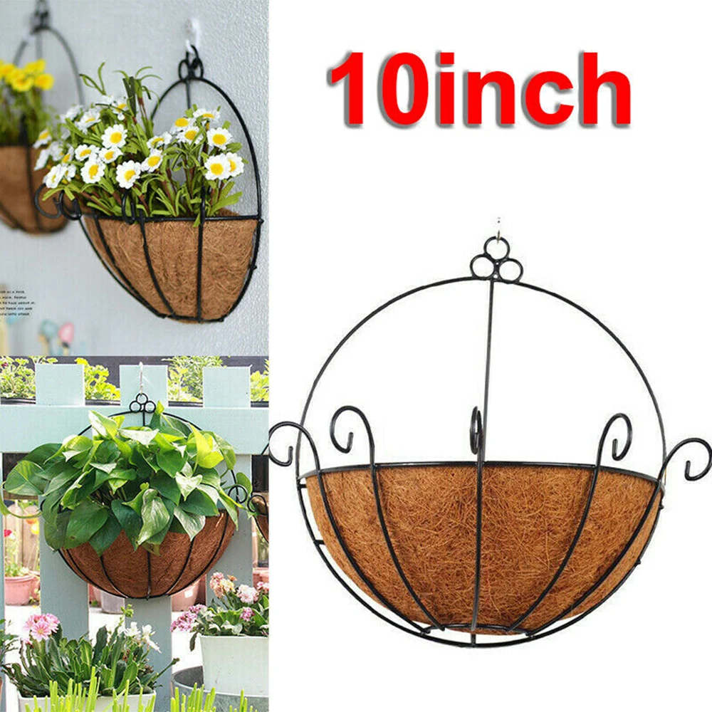 

Planter Flower Basket Decor Iron+Coconut Palm Supplies Accessories Garden