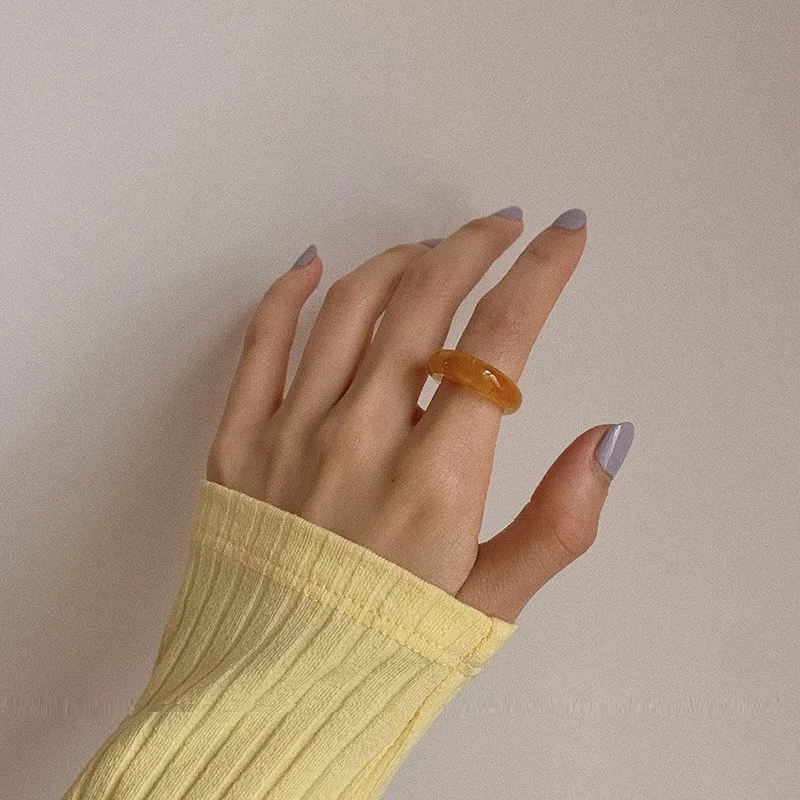 AOMU 2020 новые корейские прозрачные яркие цветные кольца акриловые геометрические