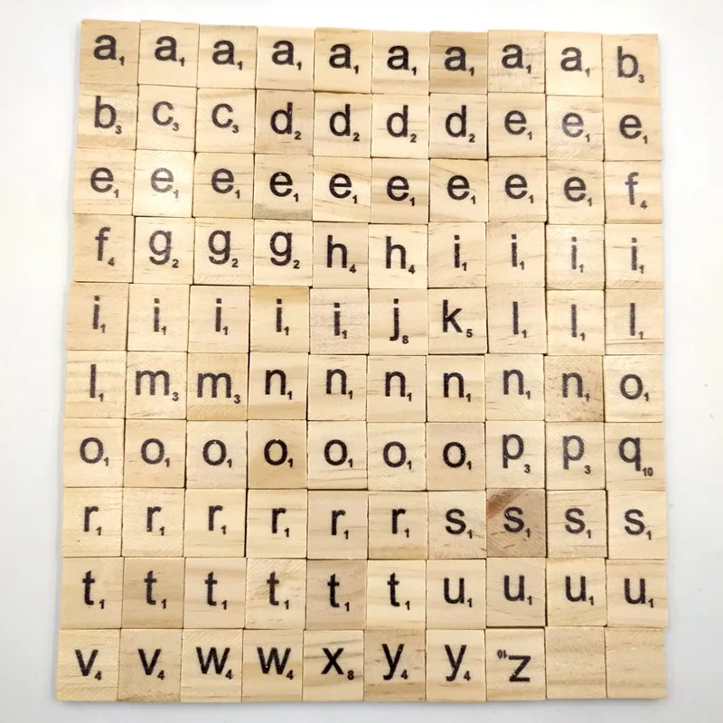 

100Pcs Alphabet Letter Scrabble Tiles For Crafts English Learning Wood Digital Puzzle Wooden Toys For Children Gift High Quality