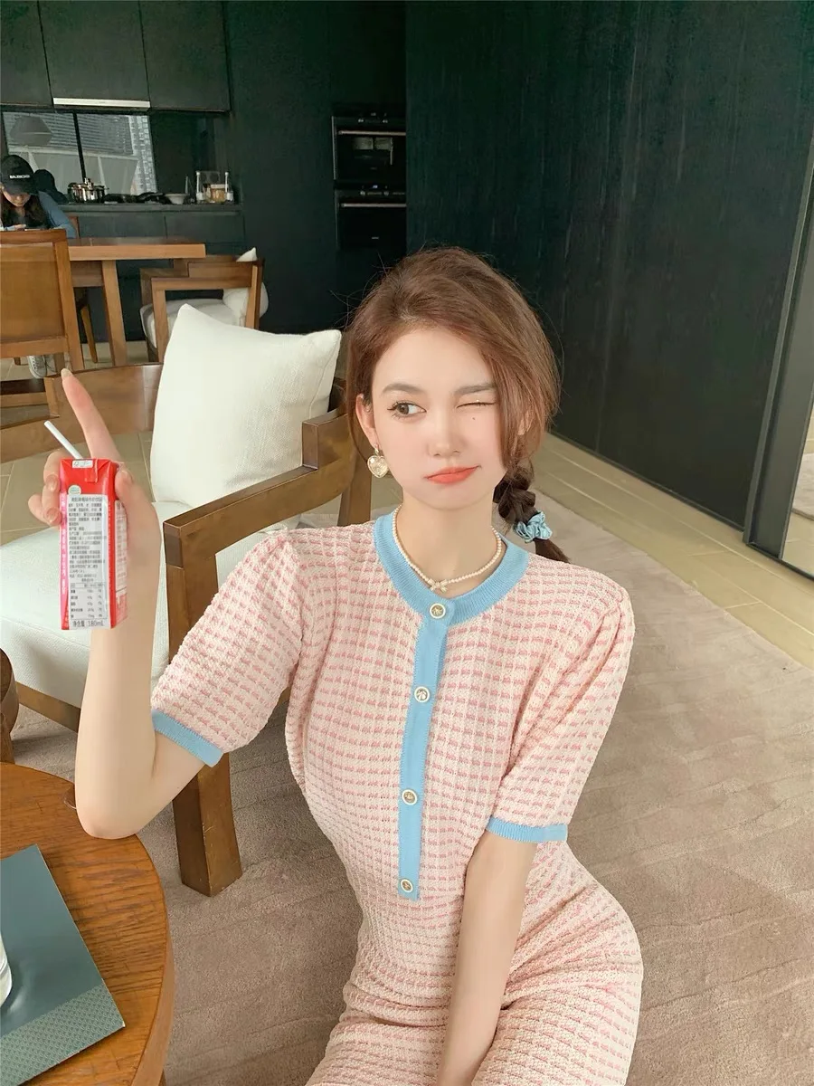 

American money XUELI dress girl powder down sweet knitting coat